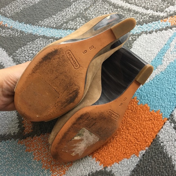 COACH HOLLIE KID SUEDE Wedges SHOES Open Toe-SZ 6 - Picture 12 of 15